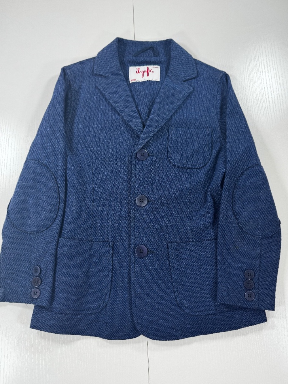IL GUFO Italian Boys Navy Cotton Blazer Size 8